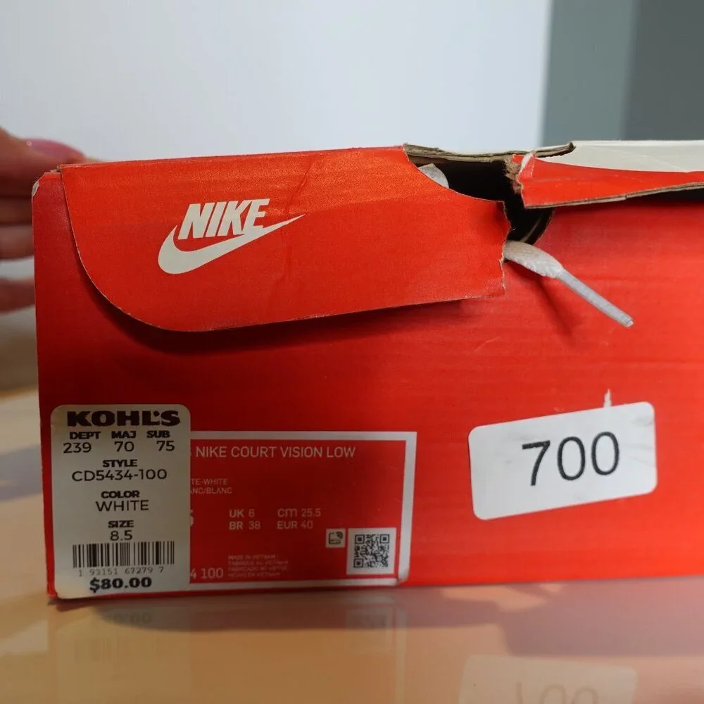 Nike Court Vision Low Next Nature Sneakers Shoes Women's size 8.5 White NEW